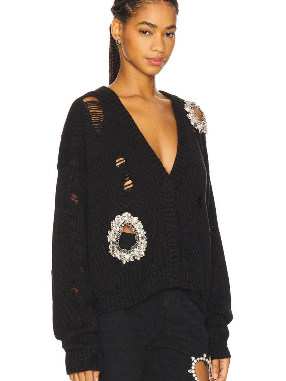 AREA | NWOT | Distressed Crystal Cardigan, Size: S - Picture 3 of 15